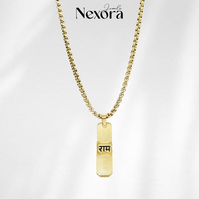 Nexora Most Beautiful Lord Sri Ram Name Dotted Locket Pendant With Chain Stainless Steel